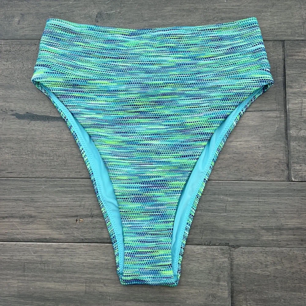 Aerie Space Dye Longline Scoop Bikini Swim Top & High Cut‎ Cheeky Bottom Size XS